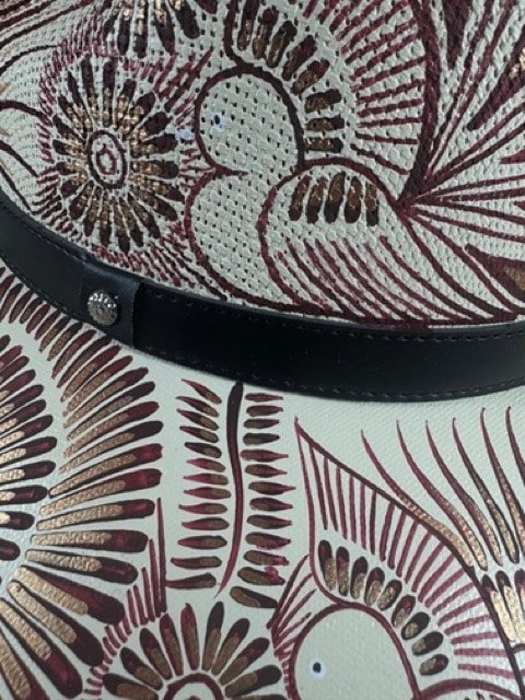 Custom Floral Hand-Painted Fedora Hat Brown And Black Painted In Detail Unisex Size L - Image 4