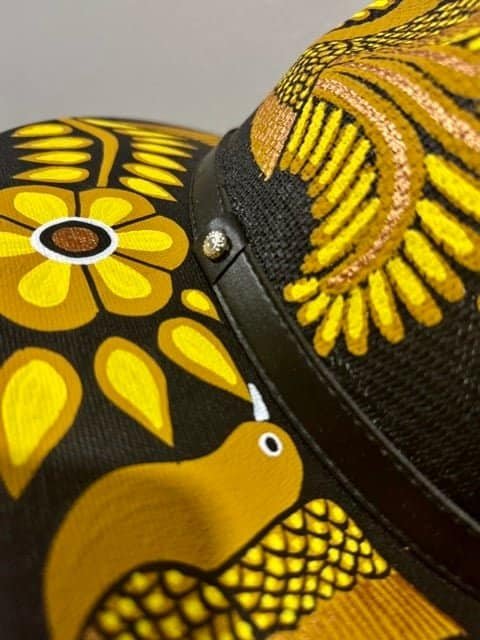 Floral And Birds Hand-Painted Palm Straw Fedora Hat Size XL - Image 6