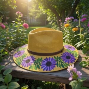 Custom Hand Painted Fedora Hat Floral Unisex Size M