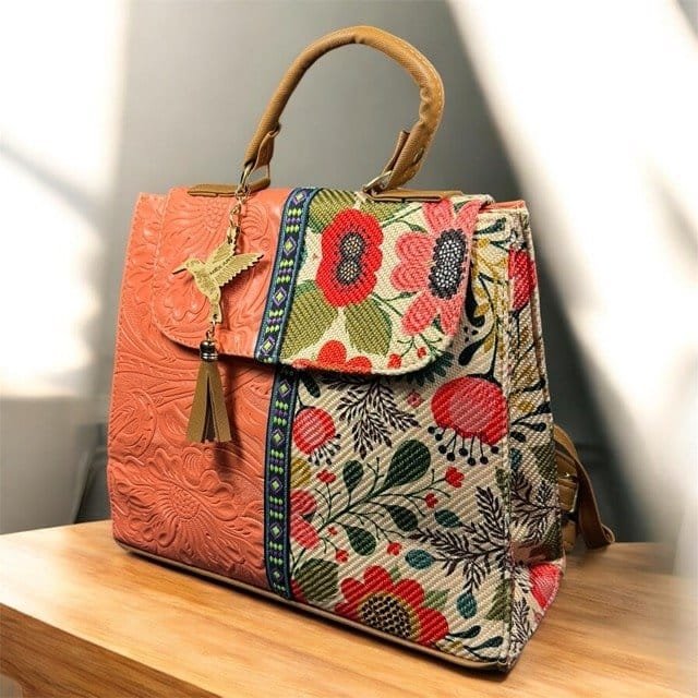 Handcrafted Artisan Backpack – "Mochila Artesanal" Light Orange(Multicolor) Premium Bag