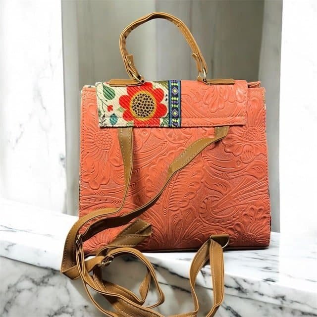 Handcrafted Artisan Backpack – "Mochila Artesanal" Light Orange(Multicolor) Premium Bag - Image 2