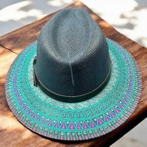 Custom Hand-Painted Fedora Hat Blue Navy Painted In Detail Unisex Size L