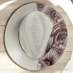 Custom Floral Hand-Painted Fedora Hat Brown And Black Painted In Detail Unisex Size L
