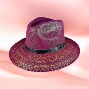 Custom Hand-Painted Fedora Hat Purple Painted In Detail Unisex Size L