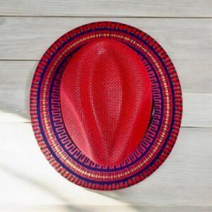 Custom Hand-Painted Fedora Hat Red Painted In Detail Unisex Size L