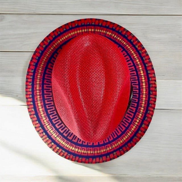 Custom Hand-Painted Fedora Hat Red Painted In Detail Unisex Size L