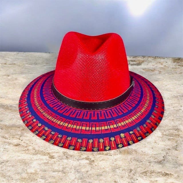 Custom Hand-Painted Fedora Hat Red Painted In Detail Unisex Size L - Image 2